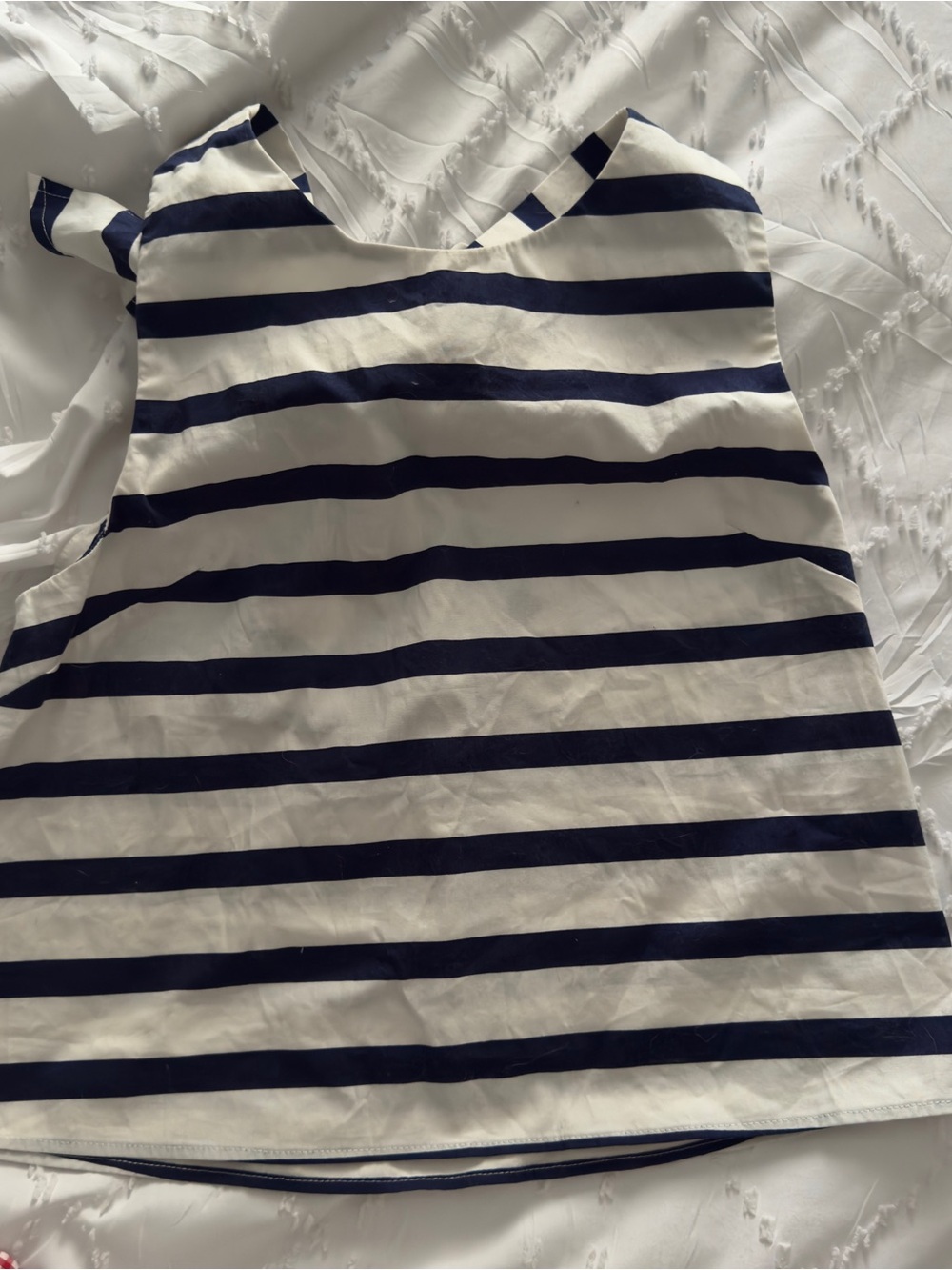 Women  Navy and White Striped Sleeveless Dress S